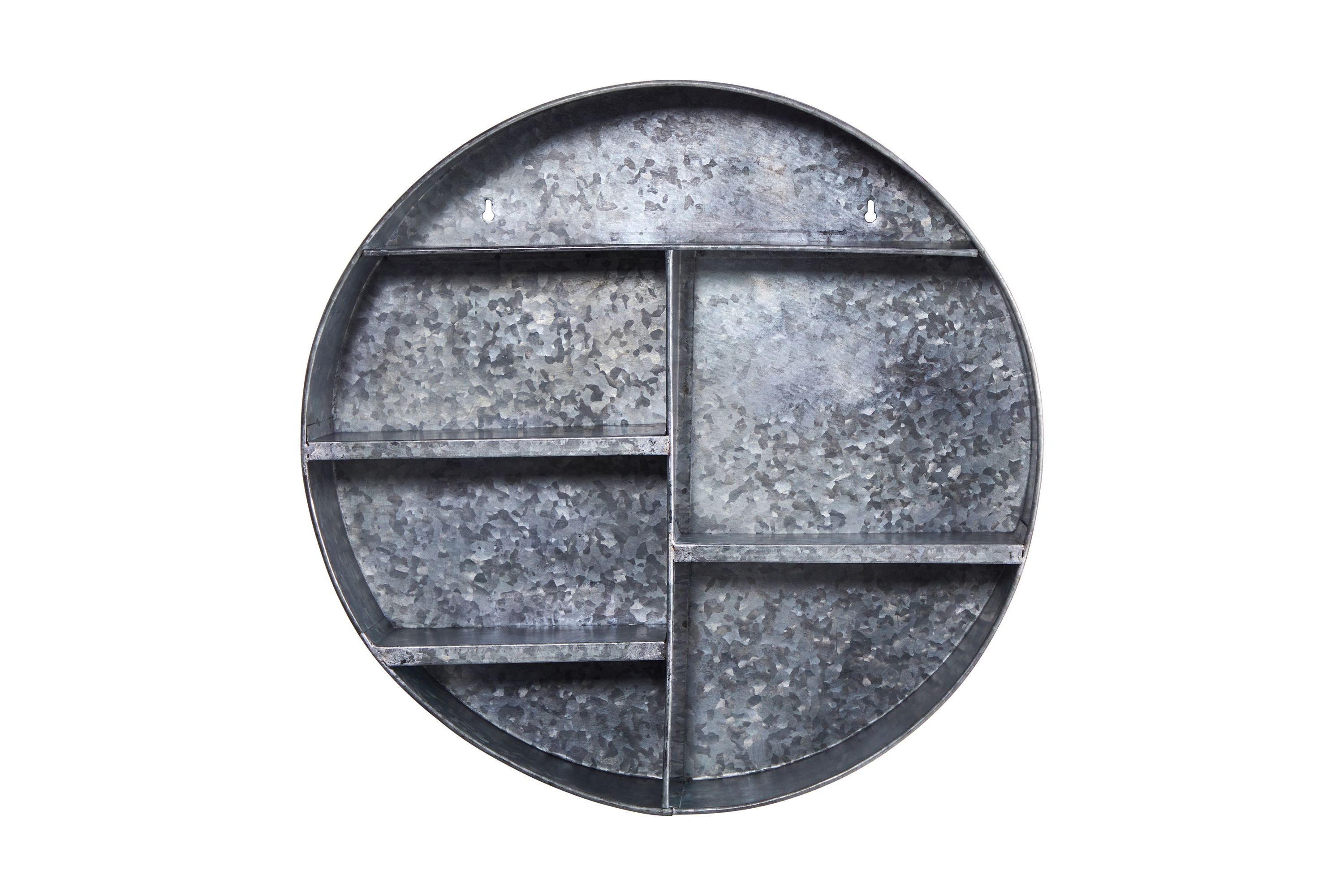 18-Inch Galvanized Circular Metal Wall Mounted Shelf with Four Tier Shelves