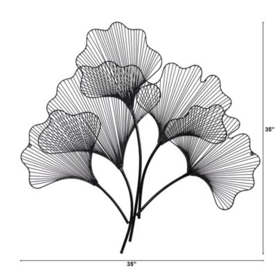 35-Inch Modern Ginkgo Leaf Metal Wall Art Decor