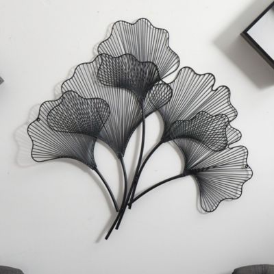 35-Inch Modern Ginkgo Leaf Metal Wall Art Decor