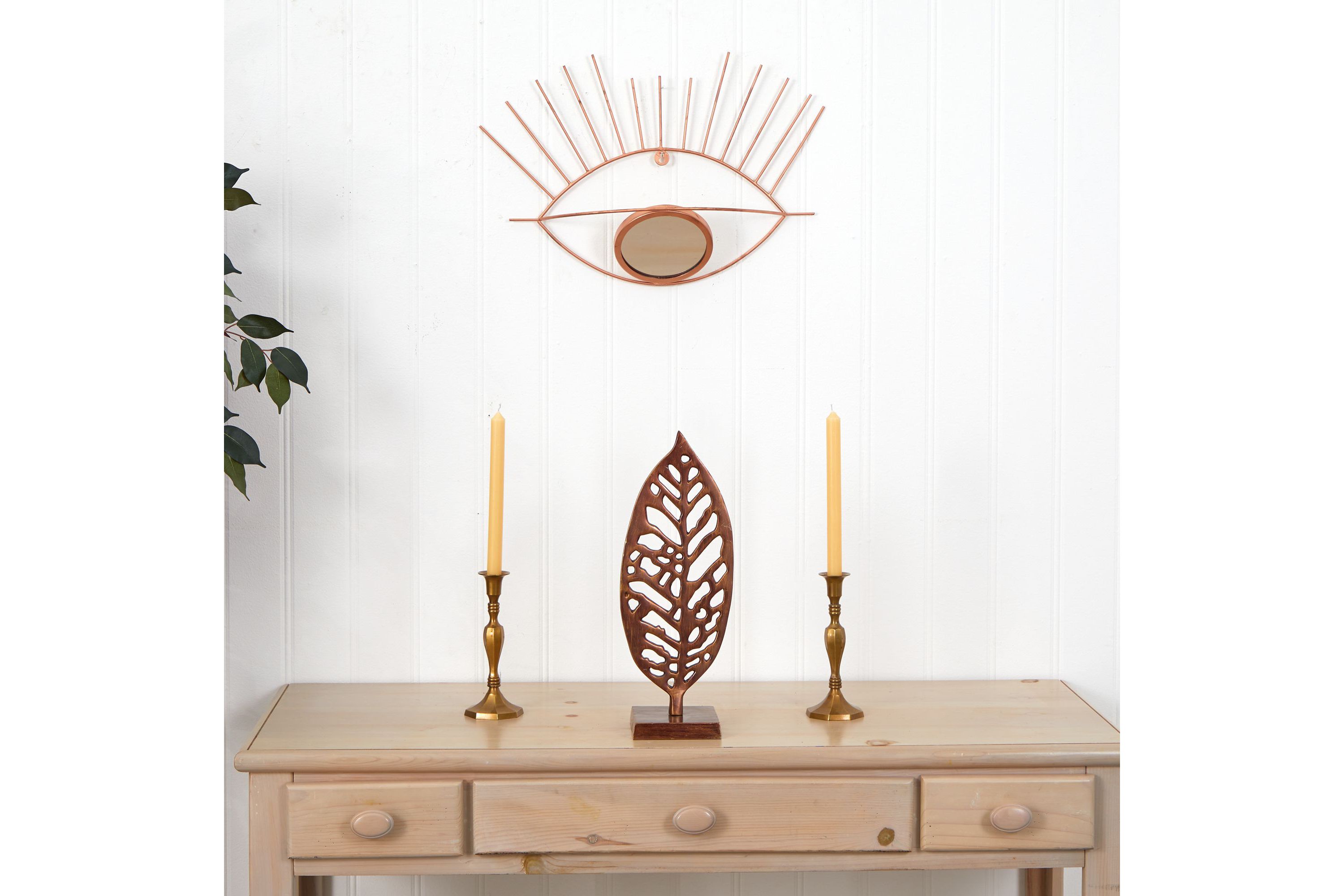 19-Inch Gold Metal Eye Wall Mirror