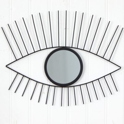 24-Inch Black Metal Eye Wall Mirror