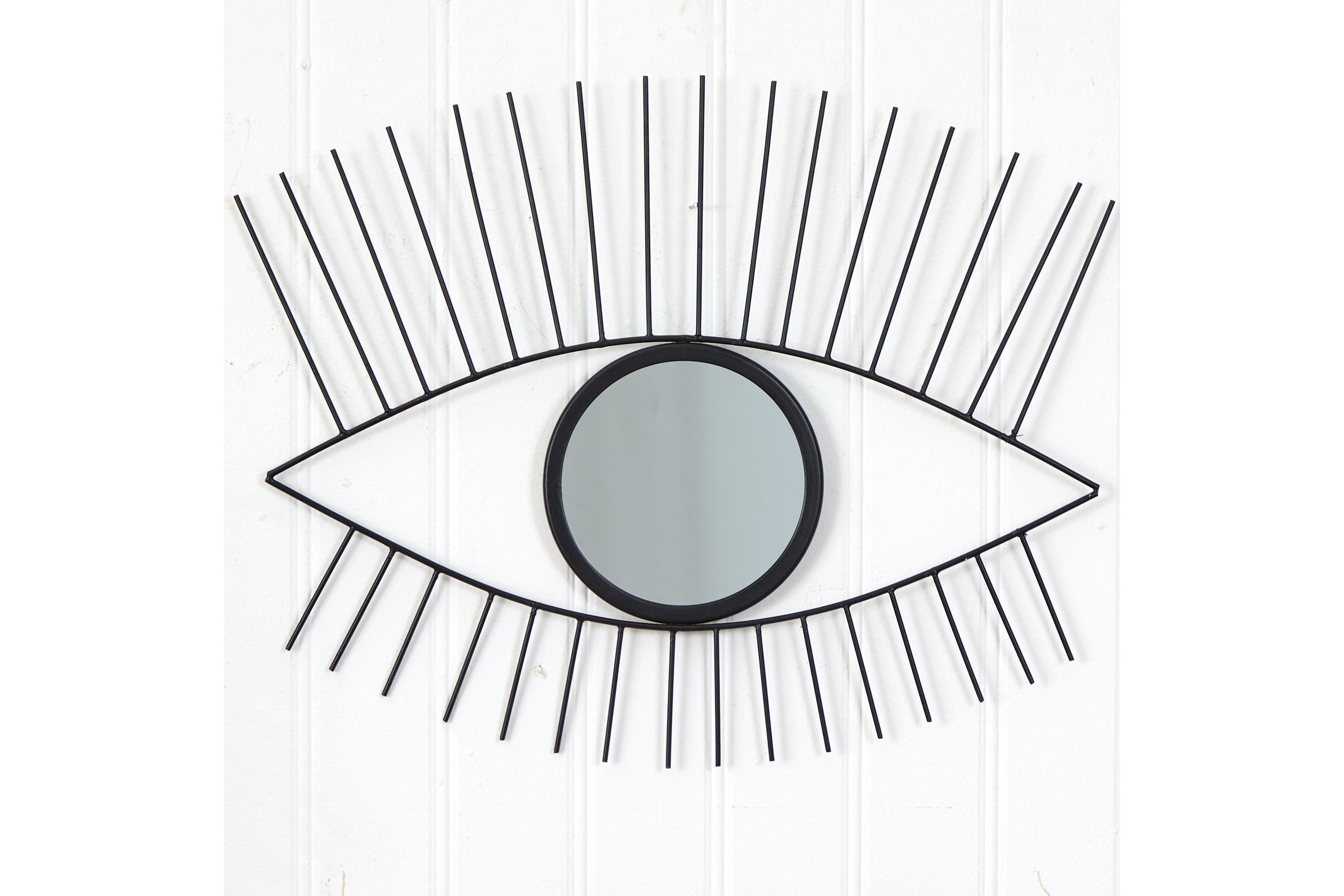 24-Inch Black Metal Eye Wall Mirror