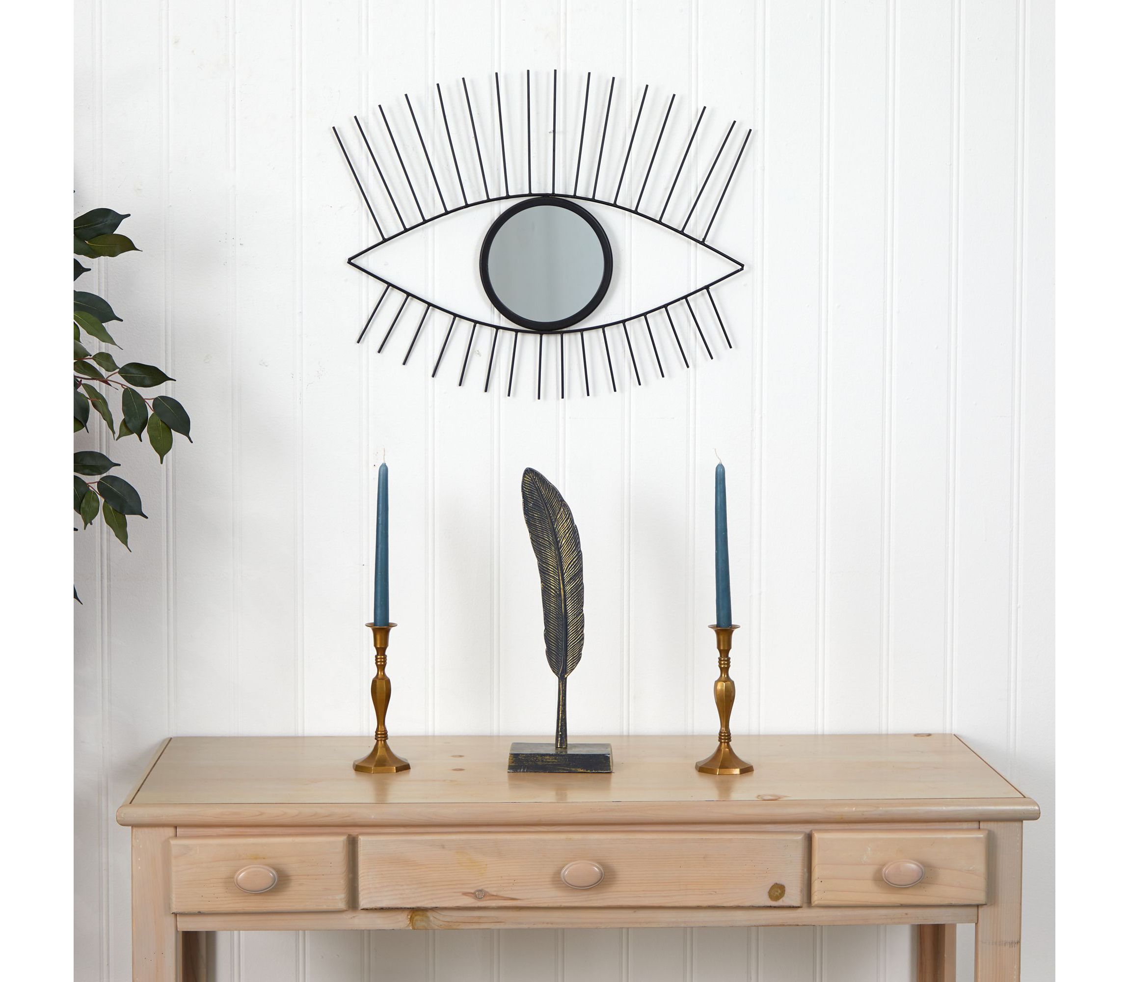 24-Inch Black Metal Eye Wall Mirror