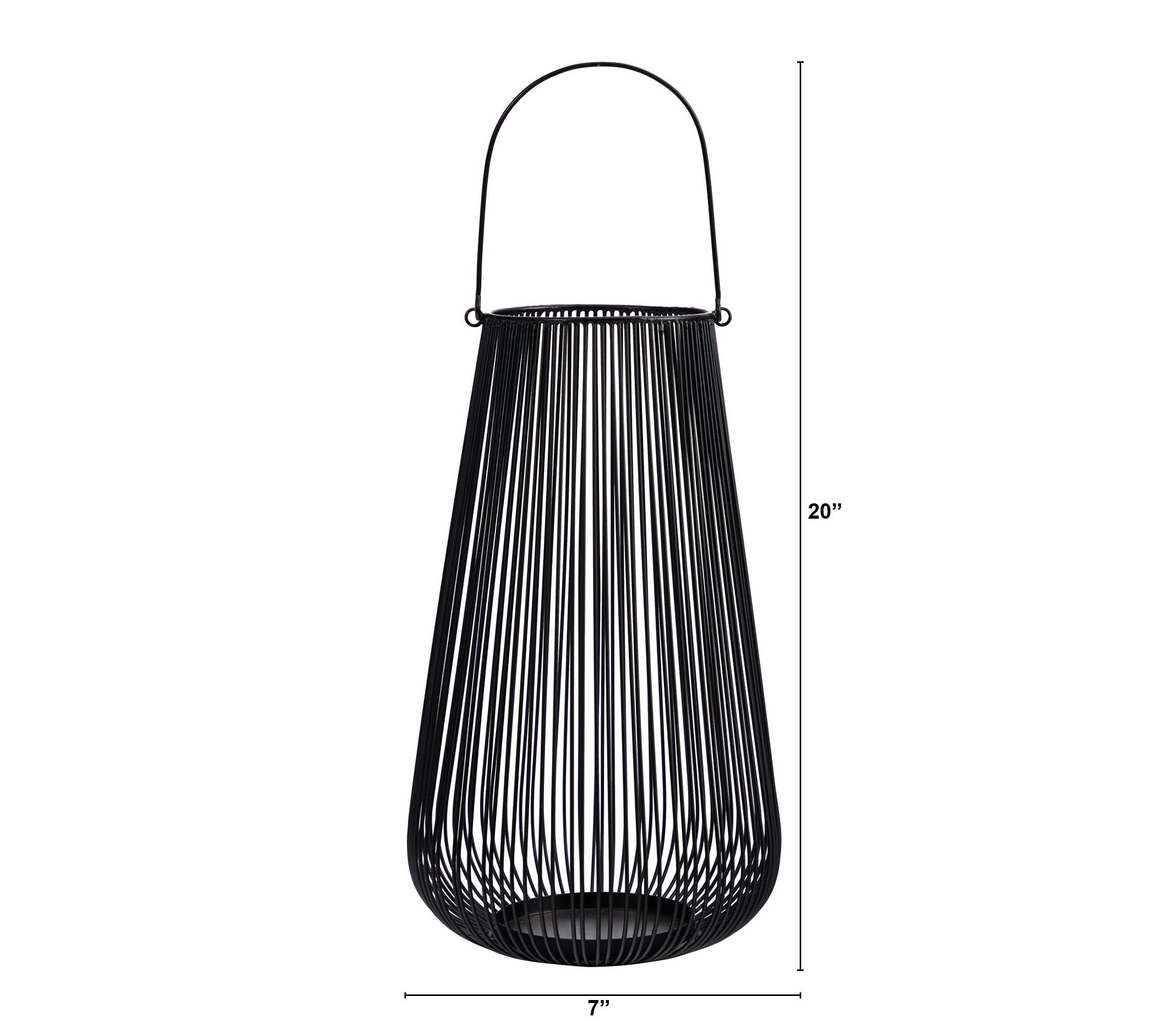 20-Inch Vintage Black Metal Wire Votive Tea Lantern Candle Holder