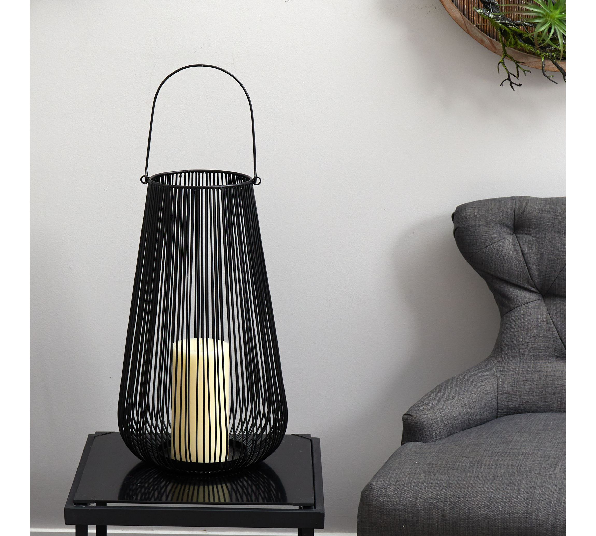 20-Inch Vintage Black Metal Wire Votive Tea Lantern Candle Holder