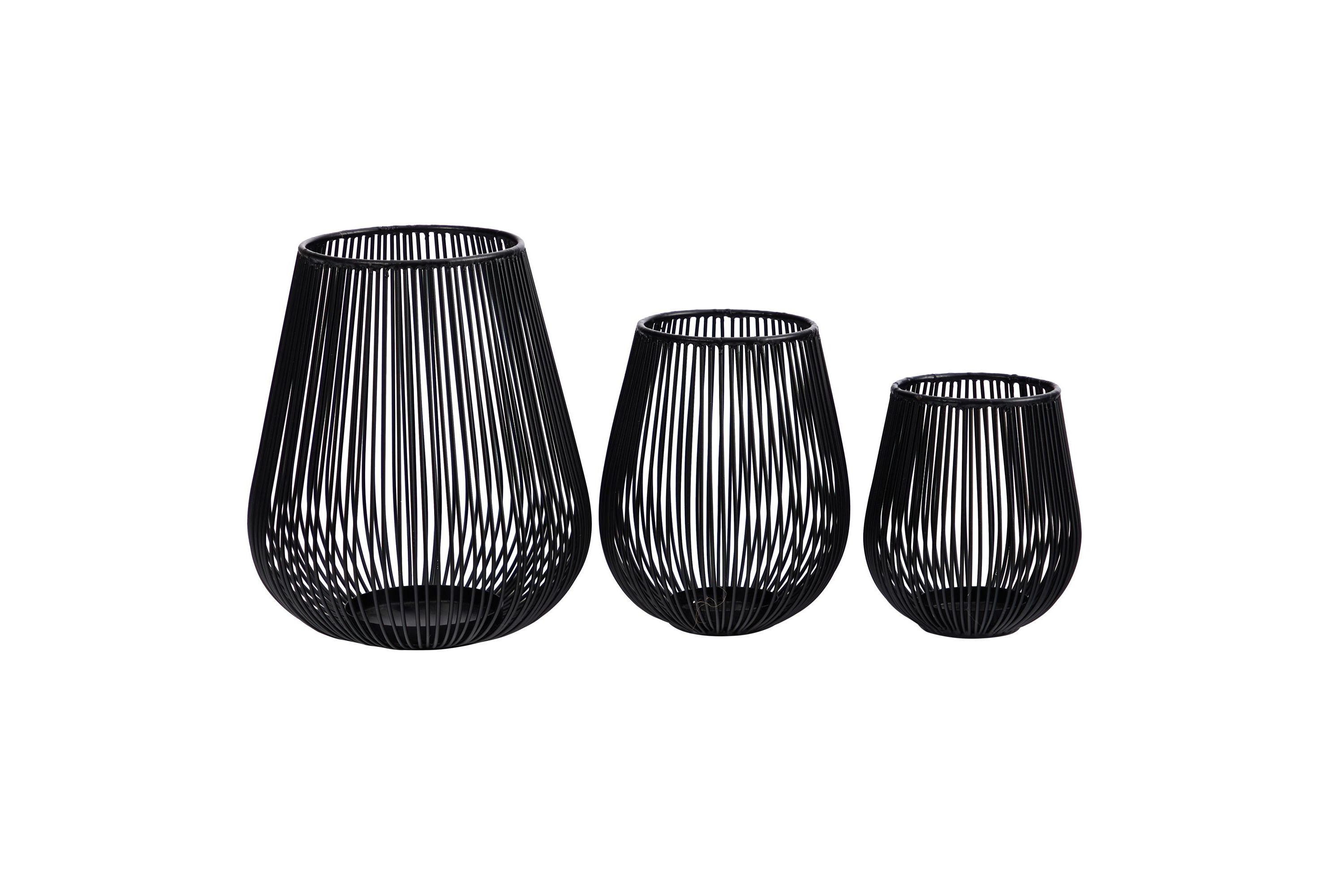 6-Inch, 8-Inch and 10-Inch Vintage Black Metal Wire Tea Votive Lantern Candle Holder (Set of 3)