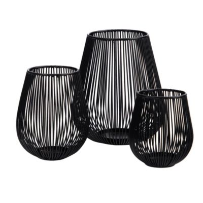 6-Inch, 8-Inch and 10-Inch Vintage Black Metal Wire Tea Votive Lantern Candle Holder (Set of 3)