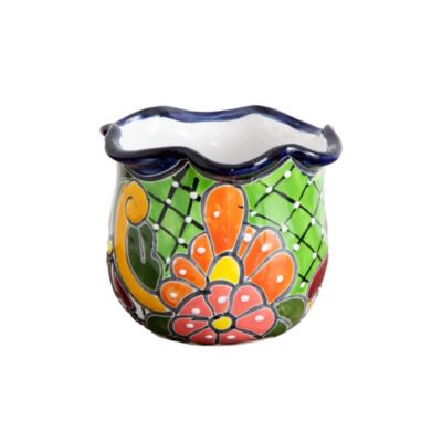 Nearly Natural 6-Inch x 7-Inch Handmade Mexican Talavera Ceramic Planter
