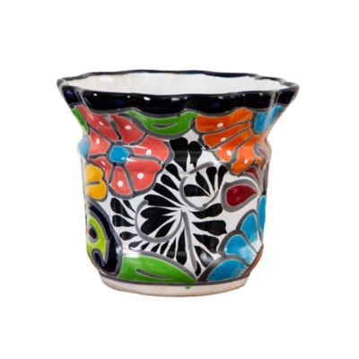 Nearly Natural 7-Inch x 8-Inch Handmade Mexican Talavera Ceramic Planter