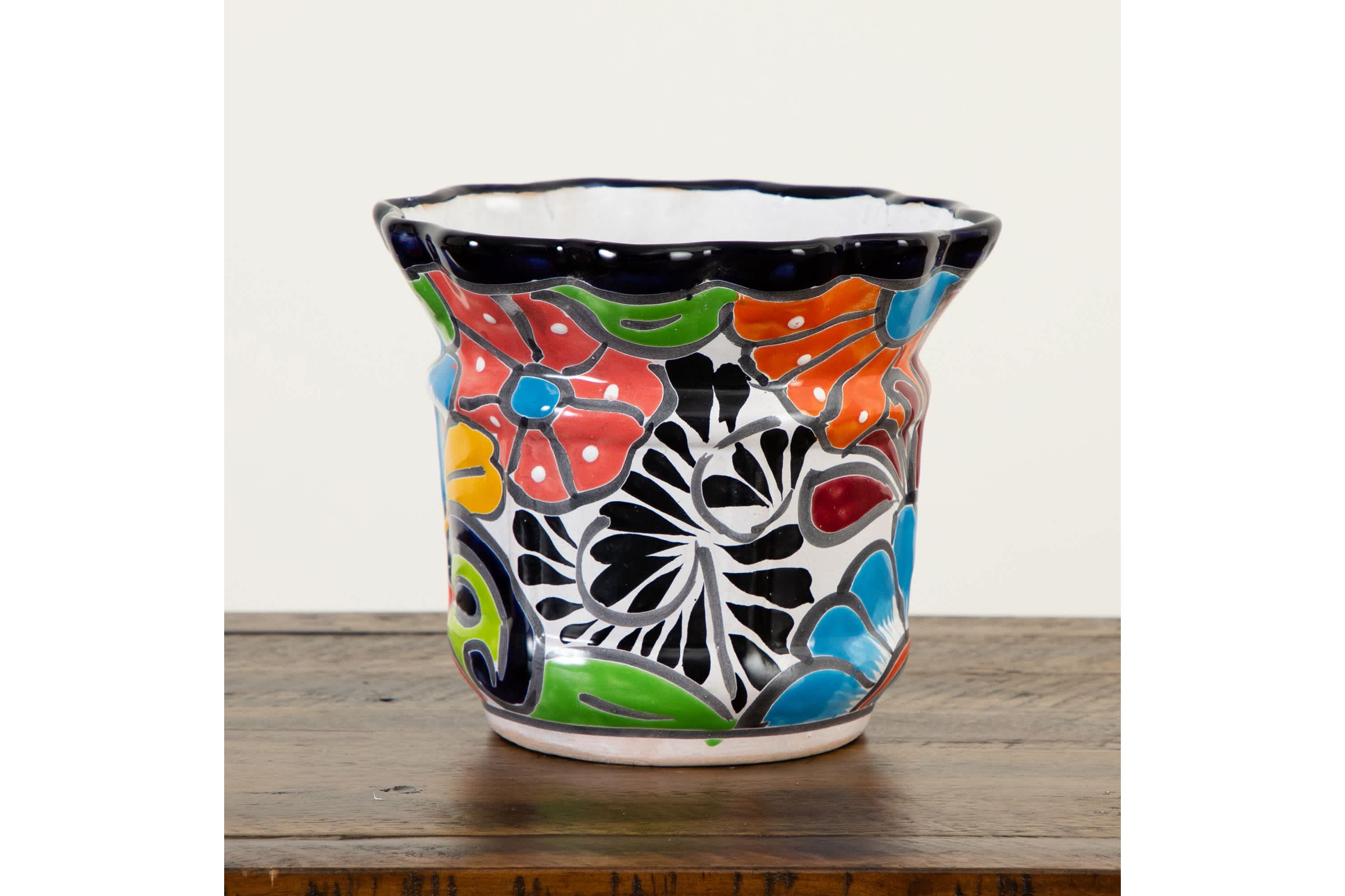 7-Inch x 8-Inch Handmade Mexican Talavera Ceramic Planter