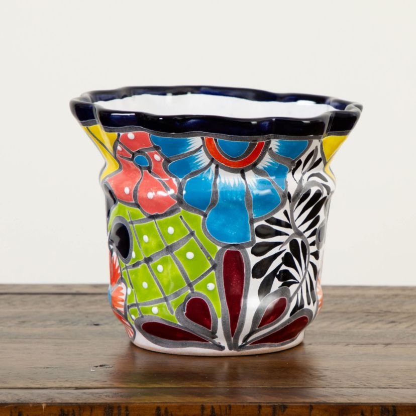 7-Inch x 8-Inch Handmade Mexican Talavera Ceramic Planter