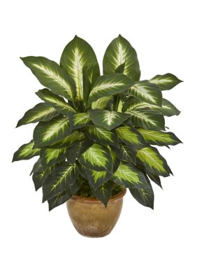 Nearly Natural Dieffenbachia Artificial Plant in Ceramic Planter, Green