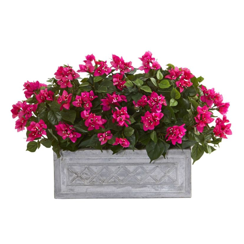 30-Inch Bougainvillea Artificial Plant in Stone Planter