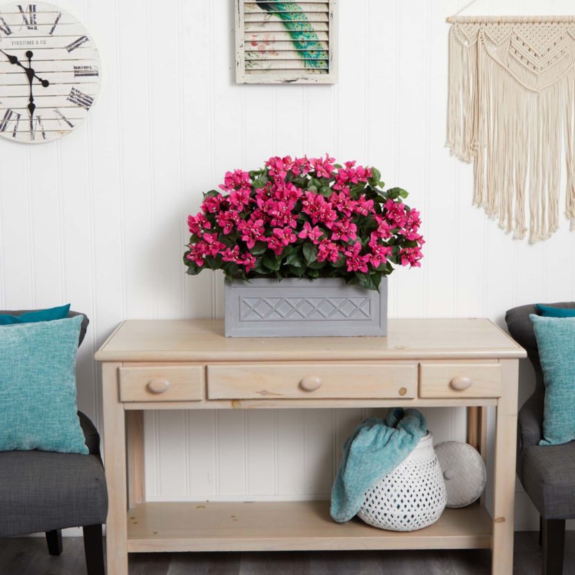 30-Inch Bougainvillea Artificial Plant in Stone Planter