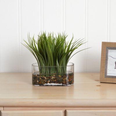 Vanilla Grass Artificial Plant in Oval Vase