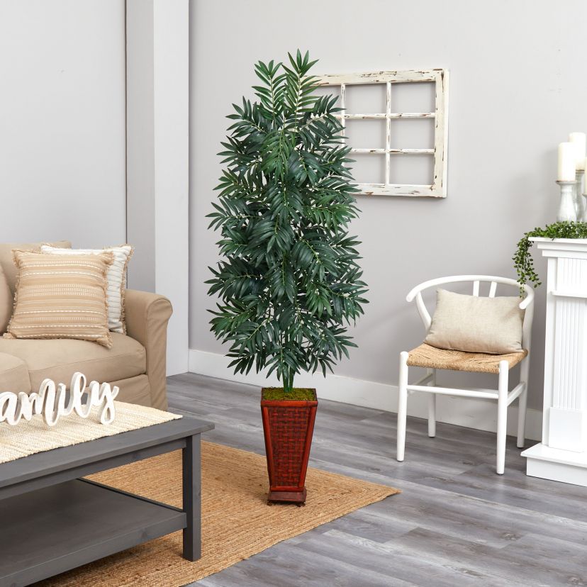 5.5-Foot Bamboo Palm Artificial Plant in Decorative Planter