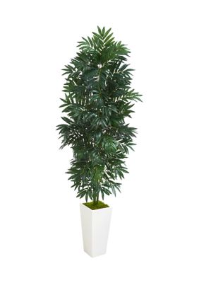 Nearly Natural Bamboo Palm Plant in Planter, Green