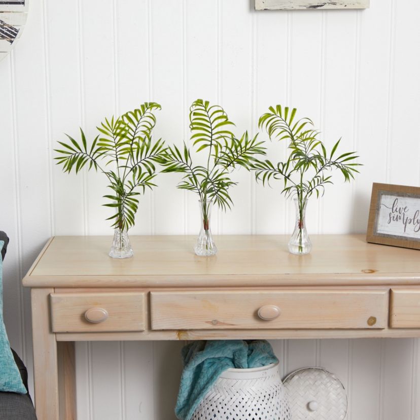 Mini Palm Artificial Plant in Vase (Set of 3)