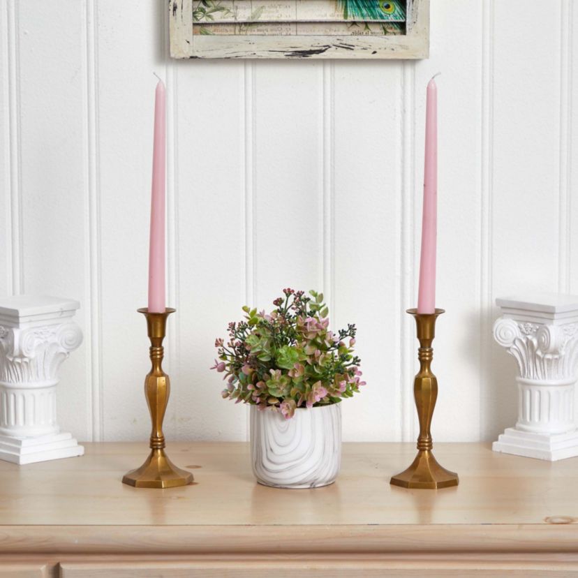 Eucalyptus Artificial Plant in Marble Finished Vase