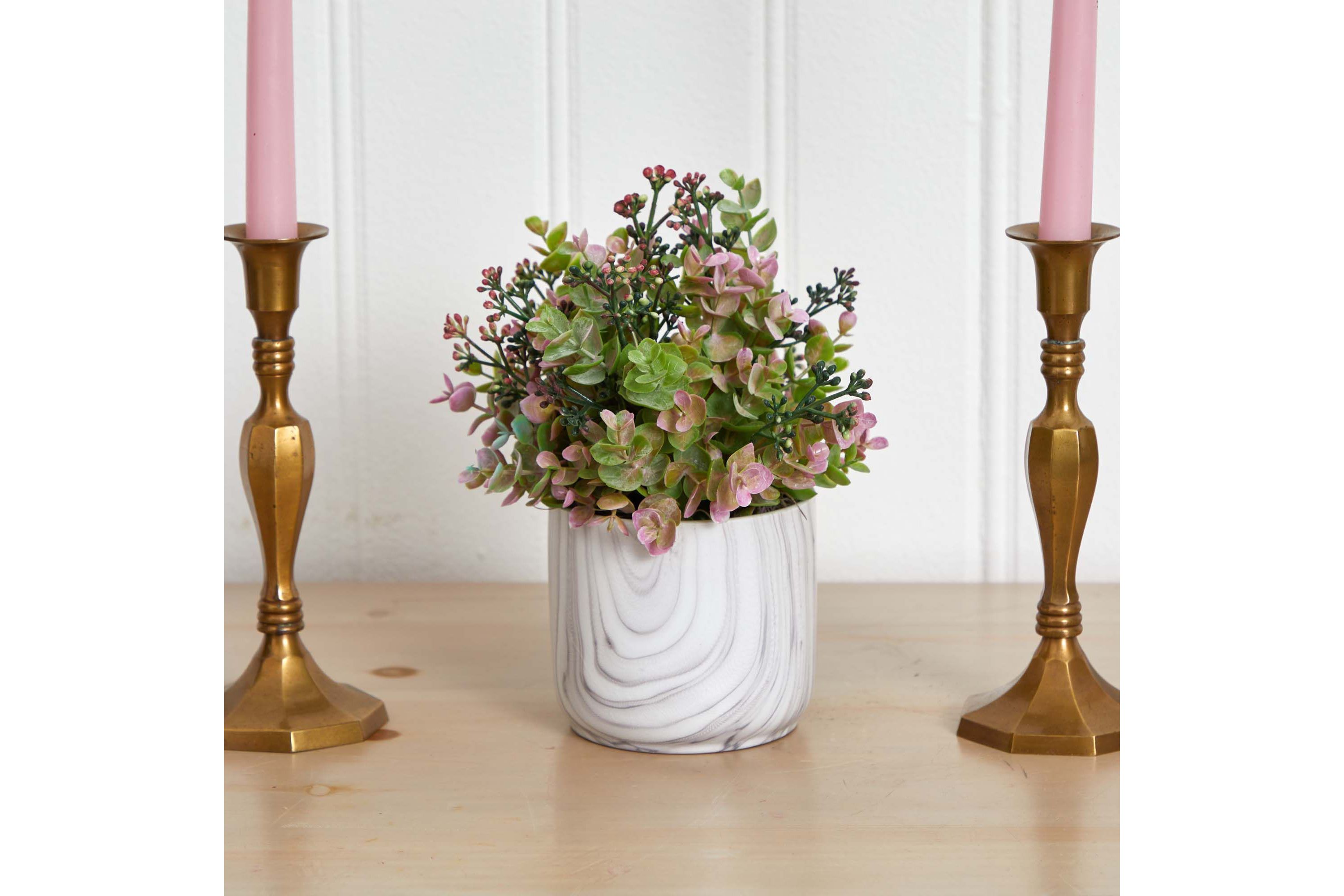 Eucalyptus Artificial Plant in Marble Finished Vase