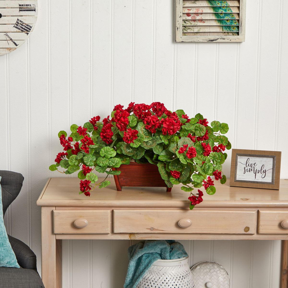 Geranium Artificial Plant in Decorative Planter