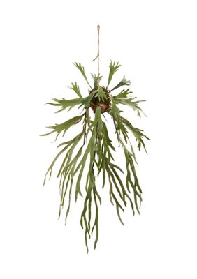 Nearly Natural Staghorn Hanging Plant, Green