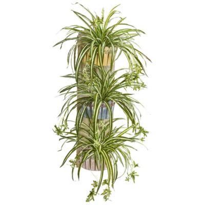 39-Inch Spider Artificial Plant in Three-Tiered Wall Decor Planter