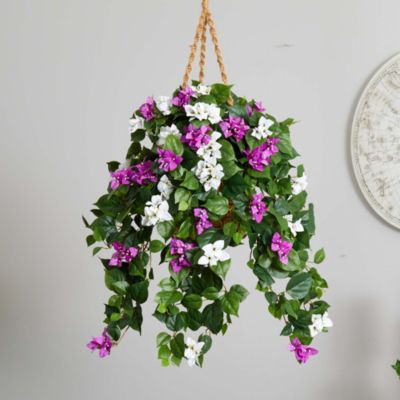 30-Inch Mixed Bougainvillea Artificial Plant Hanging Basket