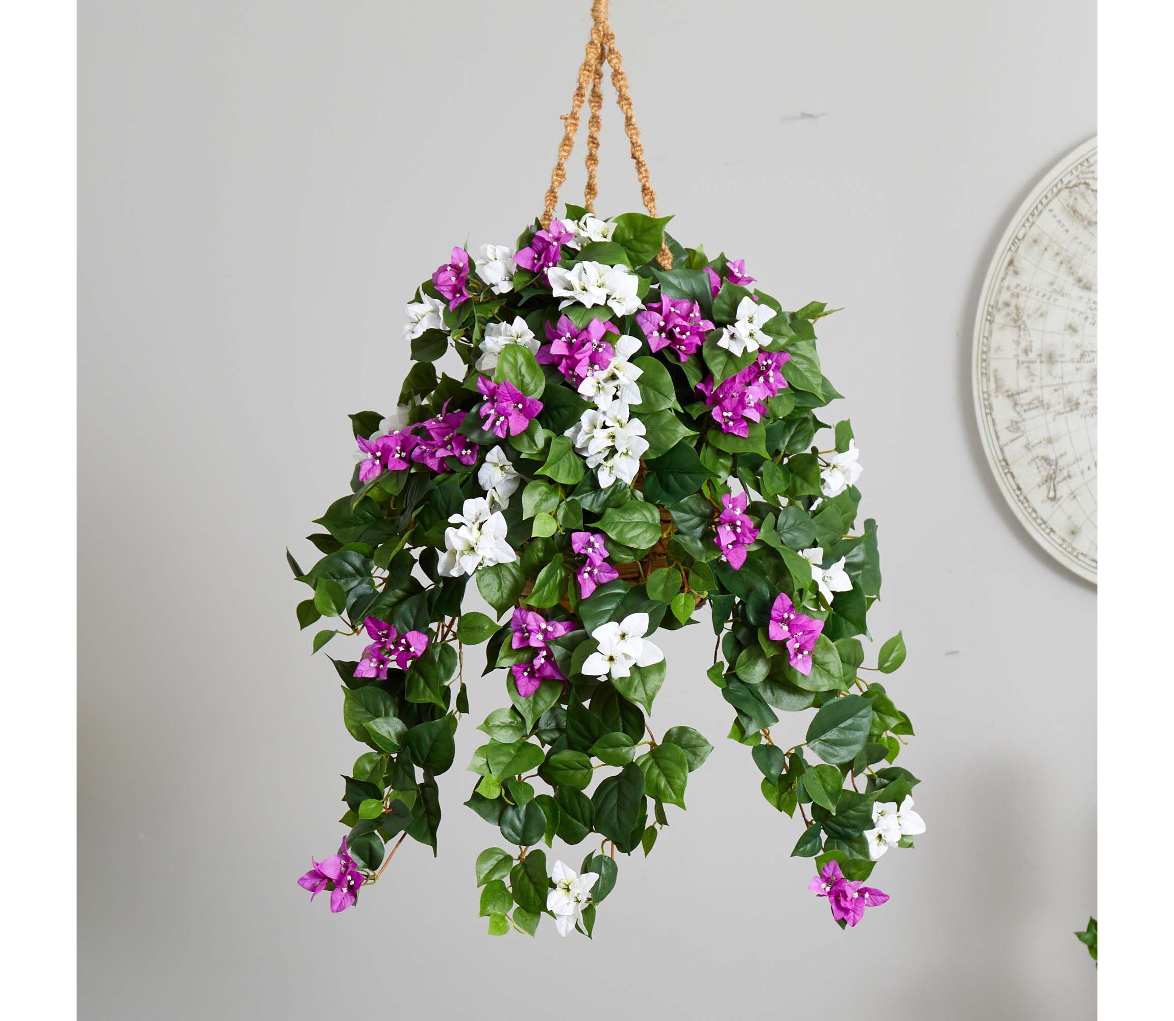 30-Inch Mixed Bougainvillea Artificial Plant Hanging Basket