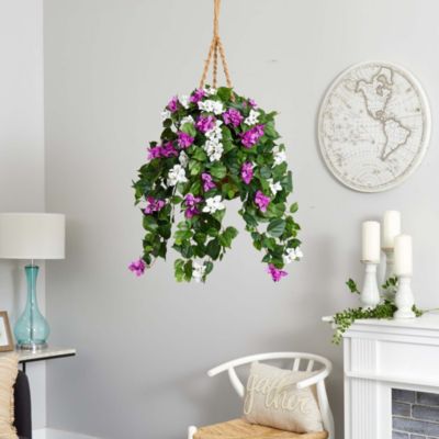 30-Inch Mixed Bougainvillea Artificial Plant Hanging Basket