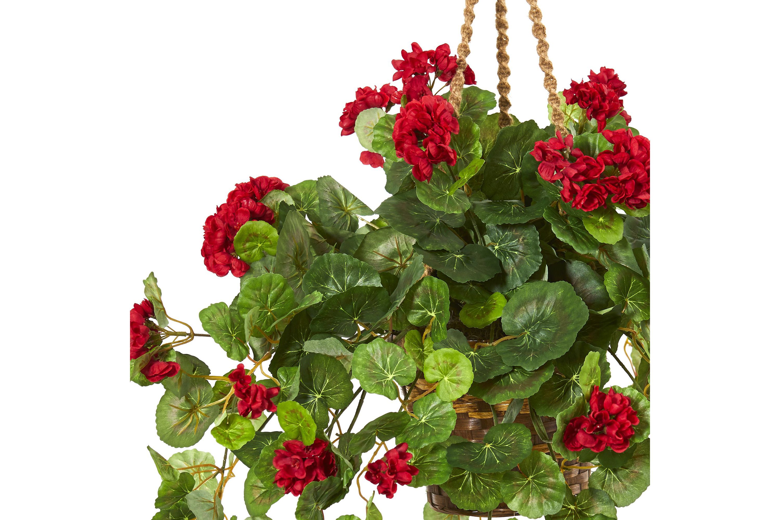 27-Inch Geranium Artificial Plant in Hanging Basket
