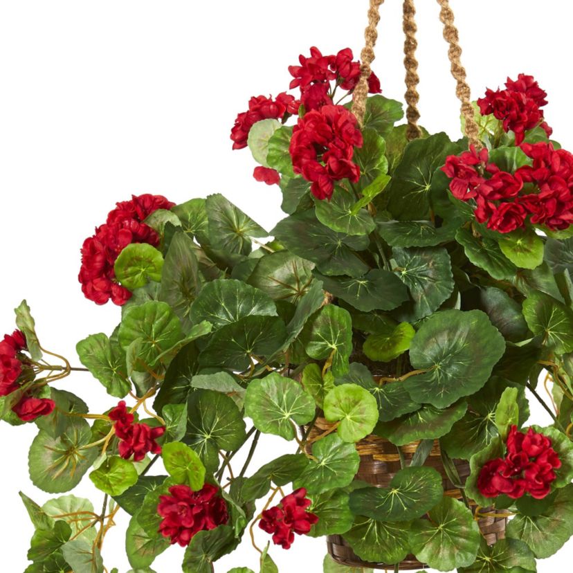 27-Inch Geranium Artificial Plant in Hanging Basket