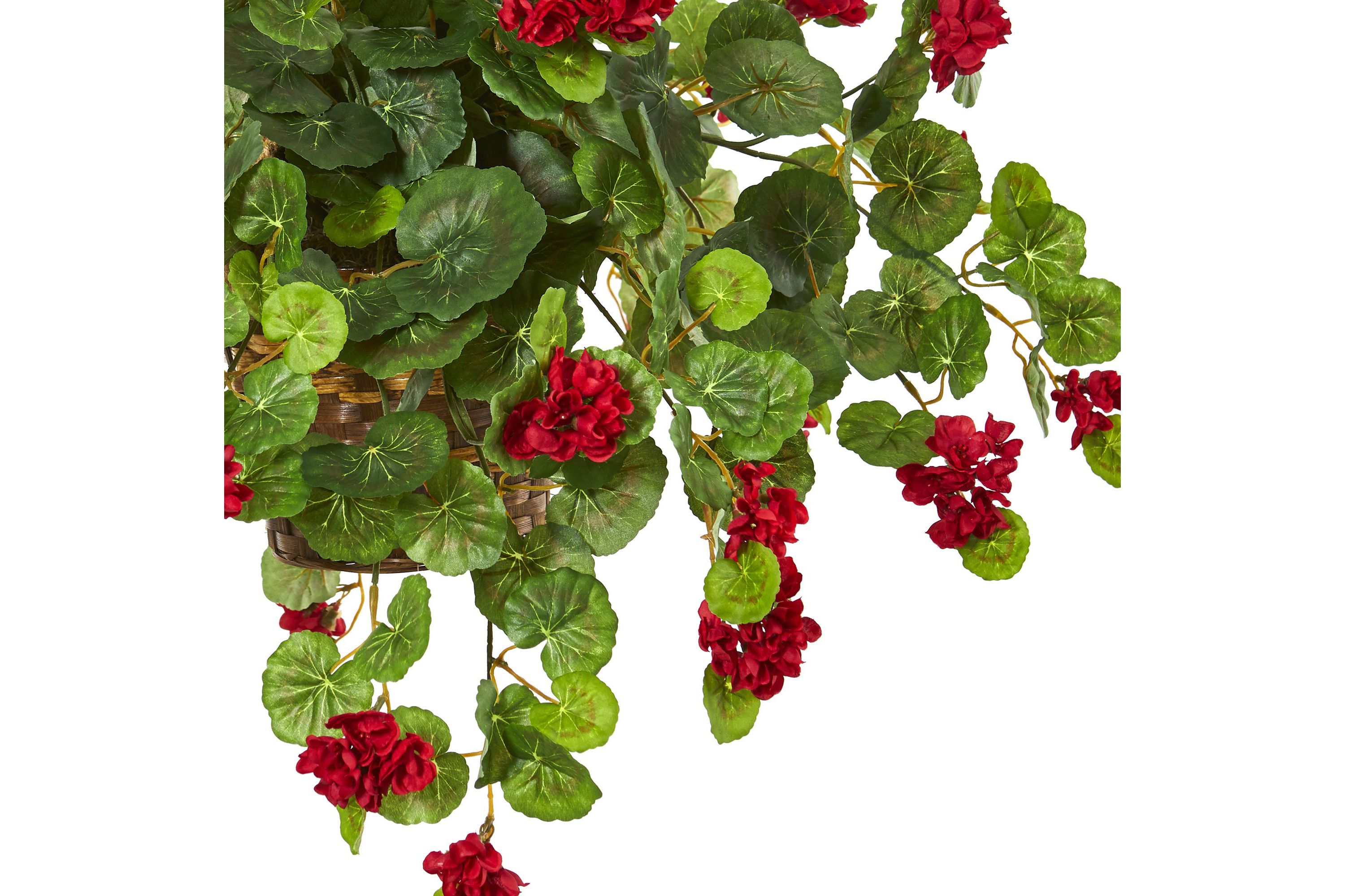27-Inch Geranium Artificial Plant in Hanging Basket