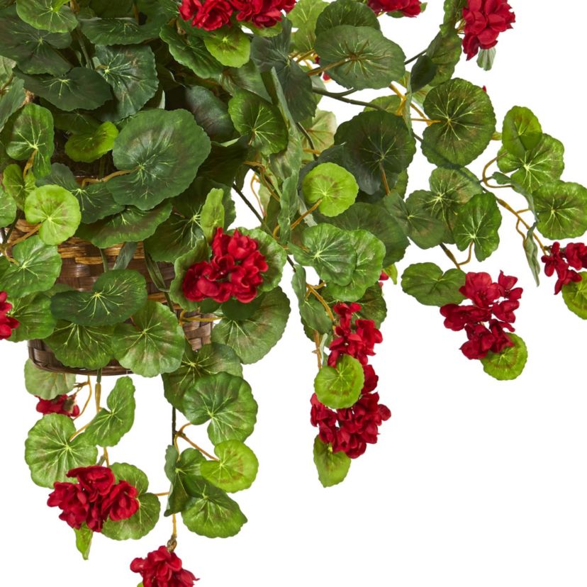 27-Inch Geranium Artificial Plant in Hanging Basket