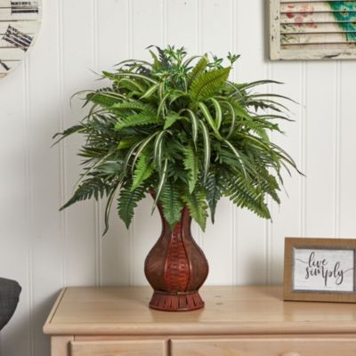 26-Inch Mixed Greens and Fern Artificial Plant in Decorative Planter