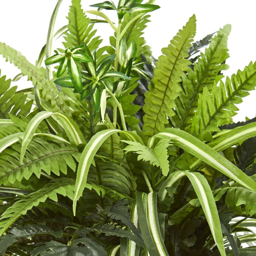 23-Inch Mixed Greens and Fern Artificial Plant in Terra Cotta Planter