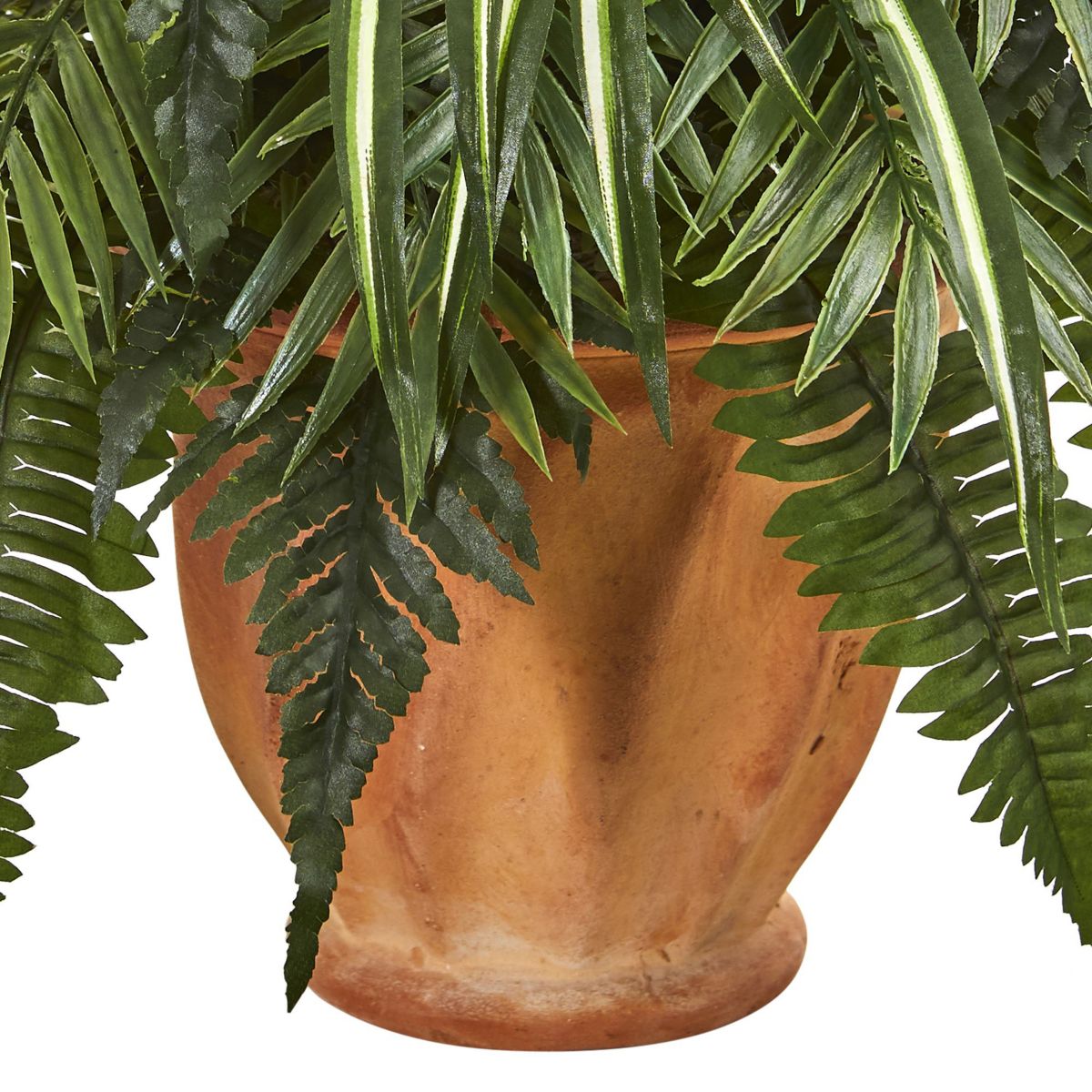 23-Inch Mixed Greens and Fern Artificial Plant in Terra Cotta Planter