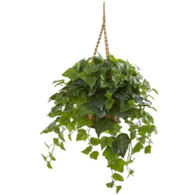 Nearly Natural 38-Inch London Ivy Artificial Plant in Hanging Basket (Real Touch), Green