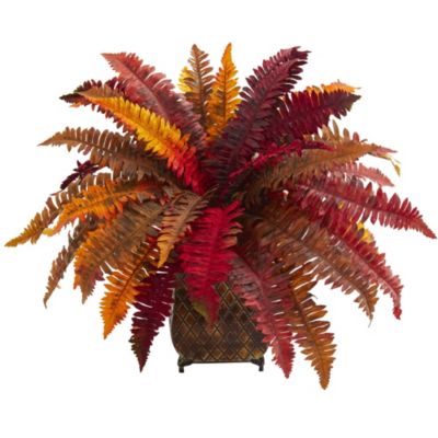 Autumn Boston Fern Artificial Plant in Metal Planter