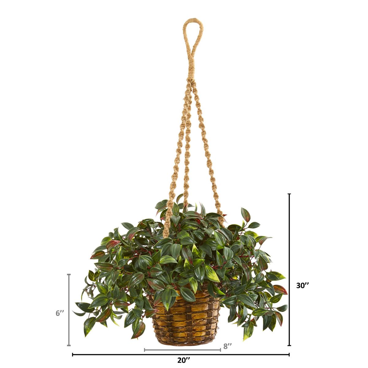 30-Inch Mini Melon Artificial Plant in Hanging Basket UV Resistant (Indoor/Outdoor)