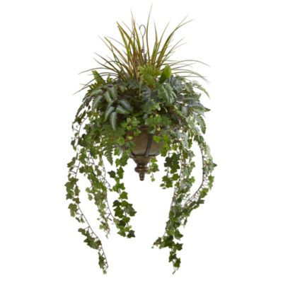 45-Inch Ivy and Mix Greens Artificial Plant in Hanging Metal Bowl