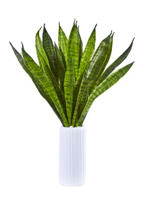 Nearly Natural Sansevieria Plant in Vase, Green