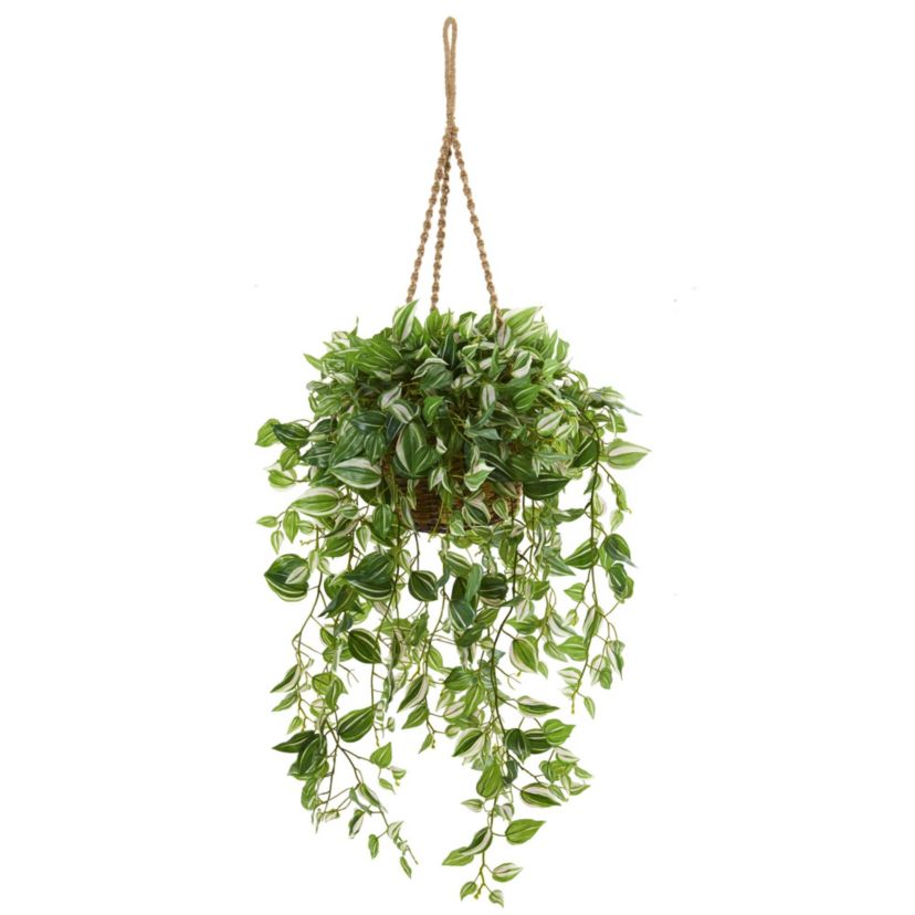 51-Inch Wandering Jew Artificial Plant in Hanging Basket (Real Touch)
