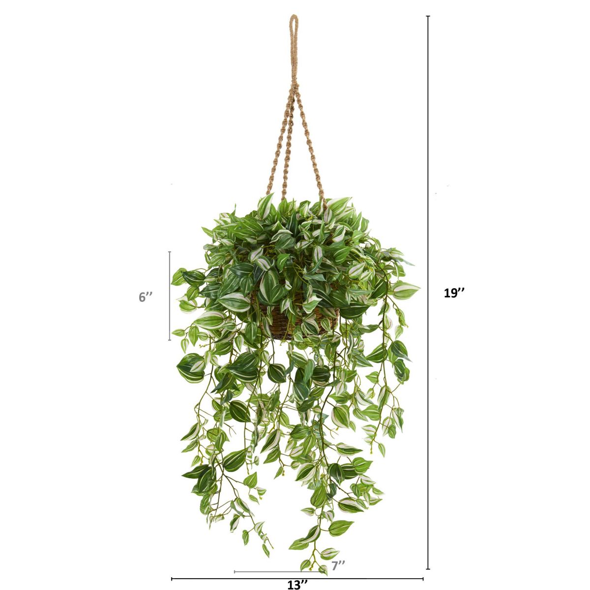 51-Inch Wandering Jew Artificial Plant in Hanging Basket (Real Touch)