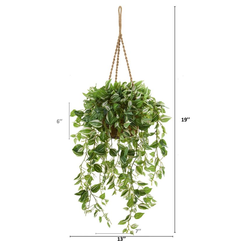 51-Inch Wandering Jew Artificial Plant in Hanging Basket (Real Touch)