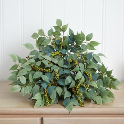 20-Inch Mixed Ficus and Fittonia Artificial Ledge Plant