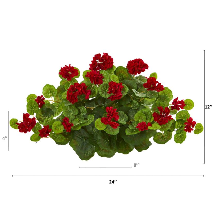 24-Inch Geranium Artificial Ledge Plant