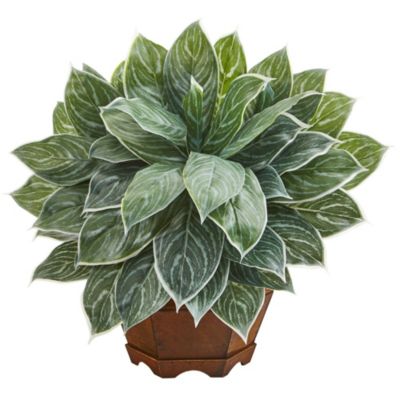 18-Inch Silver Aglaonema Artificial Plant in Decorative Planter (Real Touch)