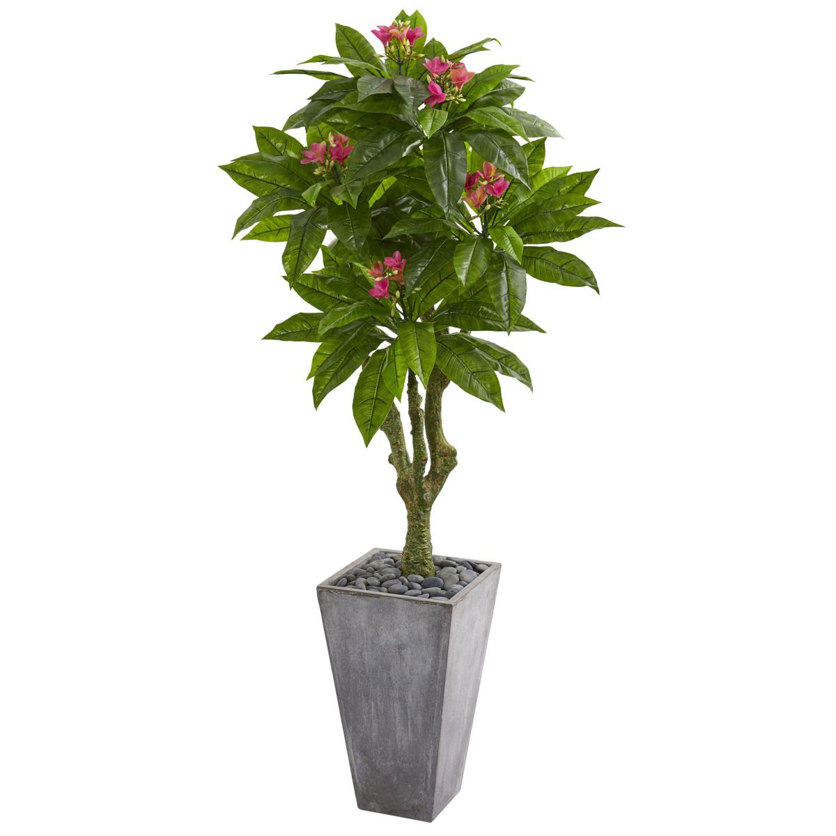 5.5-Foot Plumeria Artificial Tree in Gray Planter UV Resistant (Indoor/Outdoor)
