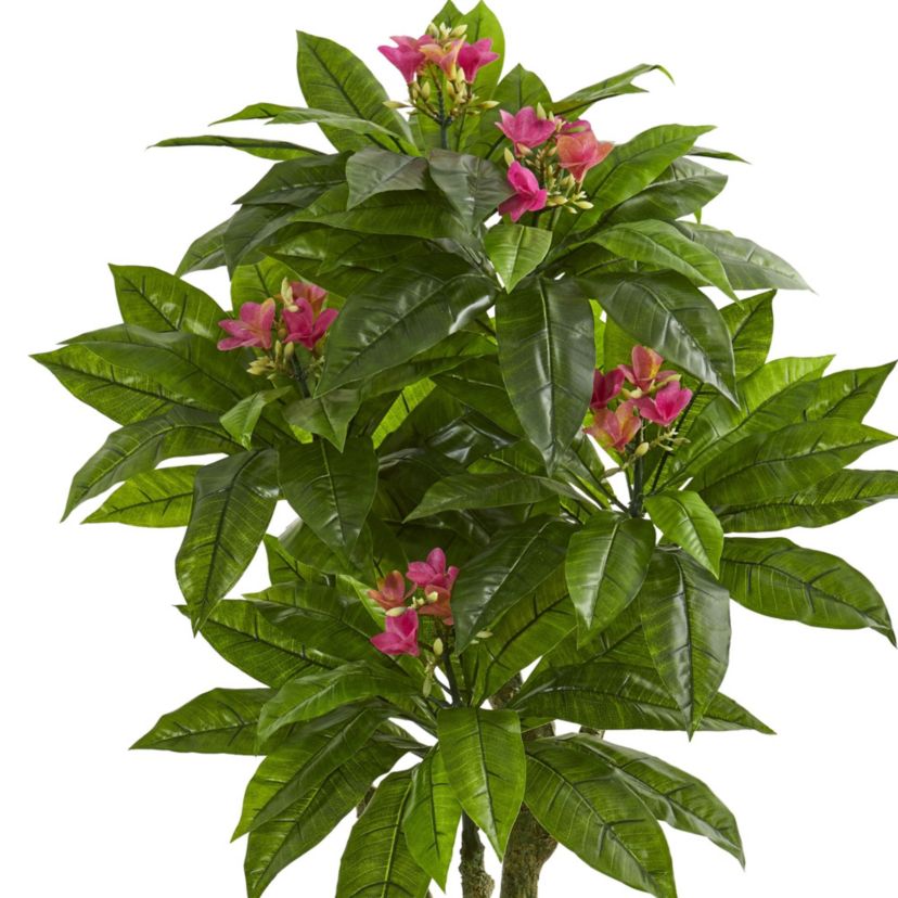 5.5-Foot Plumeria Artificial Tree in Gray Planter UV Resistant (Indoor/Outdoor)